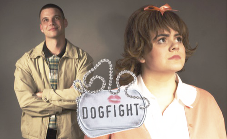 Nathan Wilusz left and Addison R. Koehler in Pasek &amp; Paul's DOGFIGHT Photo by Gary Nelson, www.photoGary.net